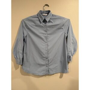 Athleta Essential Shirt Women's Small Gray Long Sleeve Collared Casual Button-Up